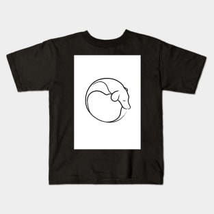 Sleeping Dog Line Drawing Kids T-Shirt